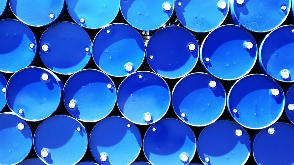 blue metal barrels