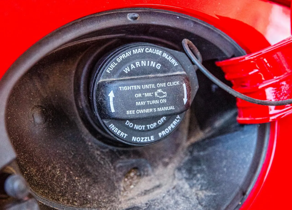 Red car fuel tank