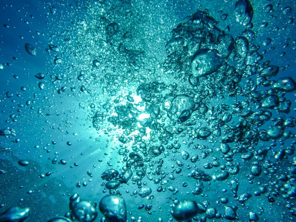 Water bubbles under the sea