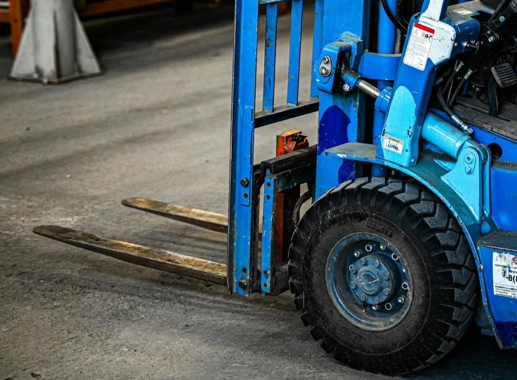 Forklift in warehouse